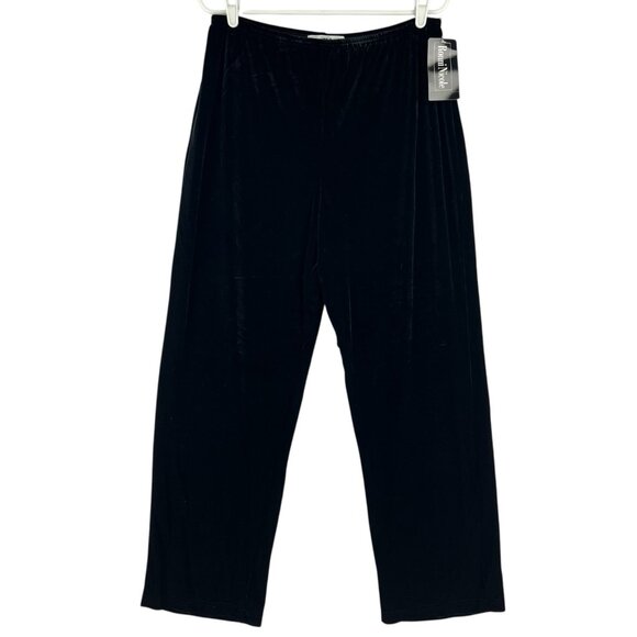 Ronnie Nicole Women Pull-on Black Velvet Pants Sz XL Elastic Waist Straight NWT - Picture 1 of 9